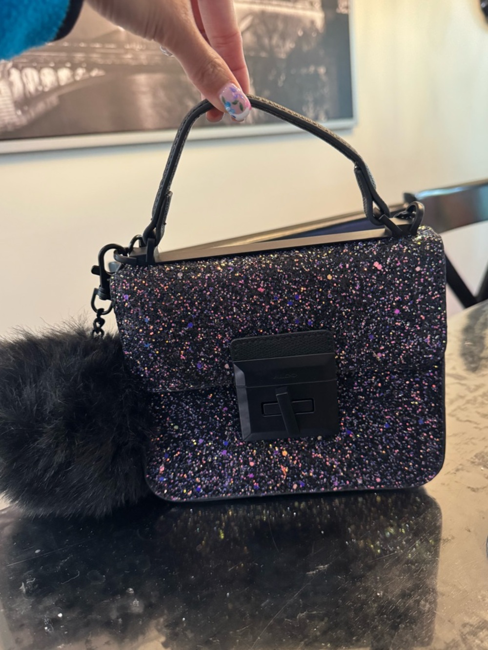 ALDO Glitter Sparkle Top-Handle Women's Bag - Black with Multicolor Sparkle